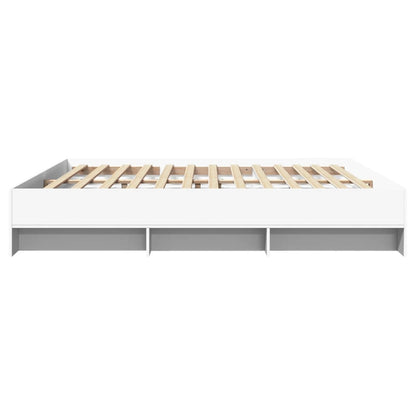 Bedframe massief hout wit 200x200 cm