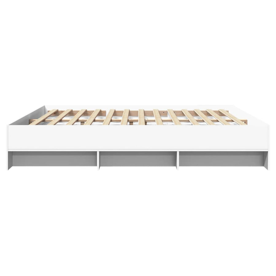 Bedframe massief hout wit 200x200 cm