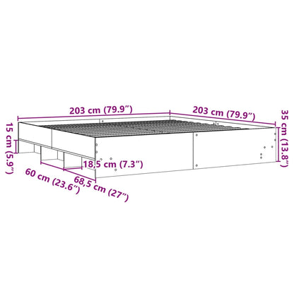 Bedframe massief hout wit 200x200 cm