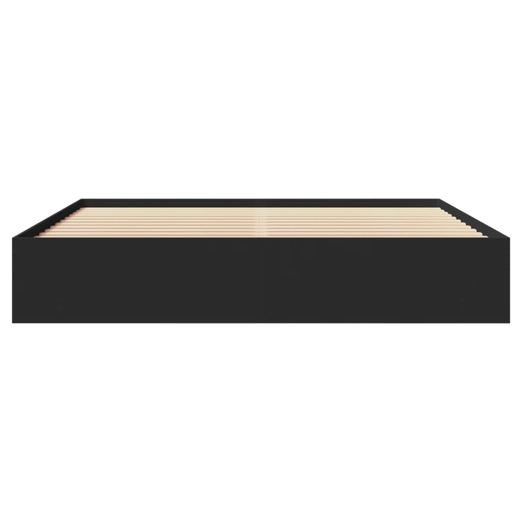 Bedframe massief hout zwart 200x200 cm