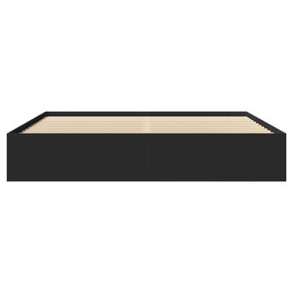 Bedframe massief hout zwart 200x200 cm