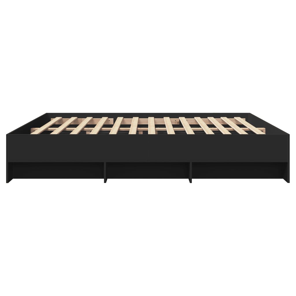 Bedframe massief hout zwart 200x200 cm