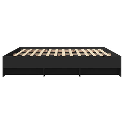 Bedframe massief hout zwart 200x200 cm
