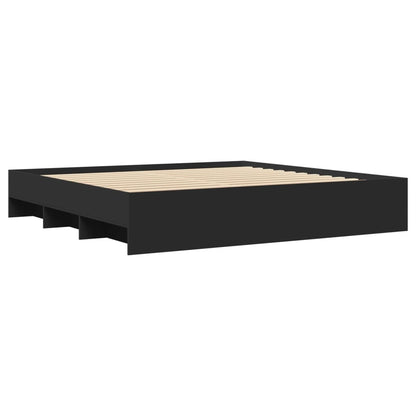 Bedframe massief hout zwart 200x200 cm