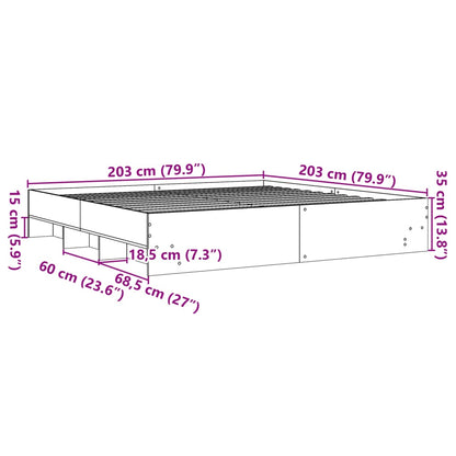 Bedframe massief hout zwart 200x200 cm