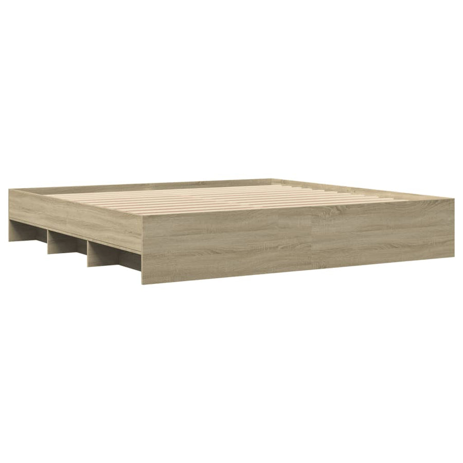 Bedframe bewerkt hout sonoma eikenkleurig 200x200 cm