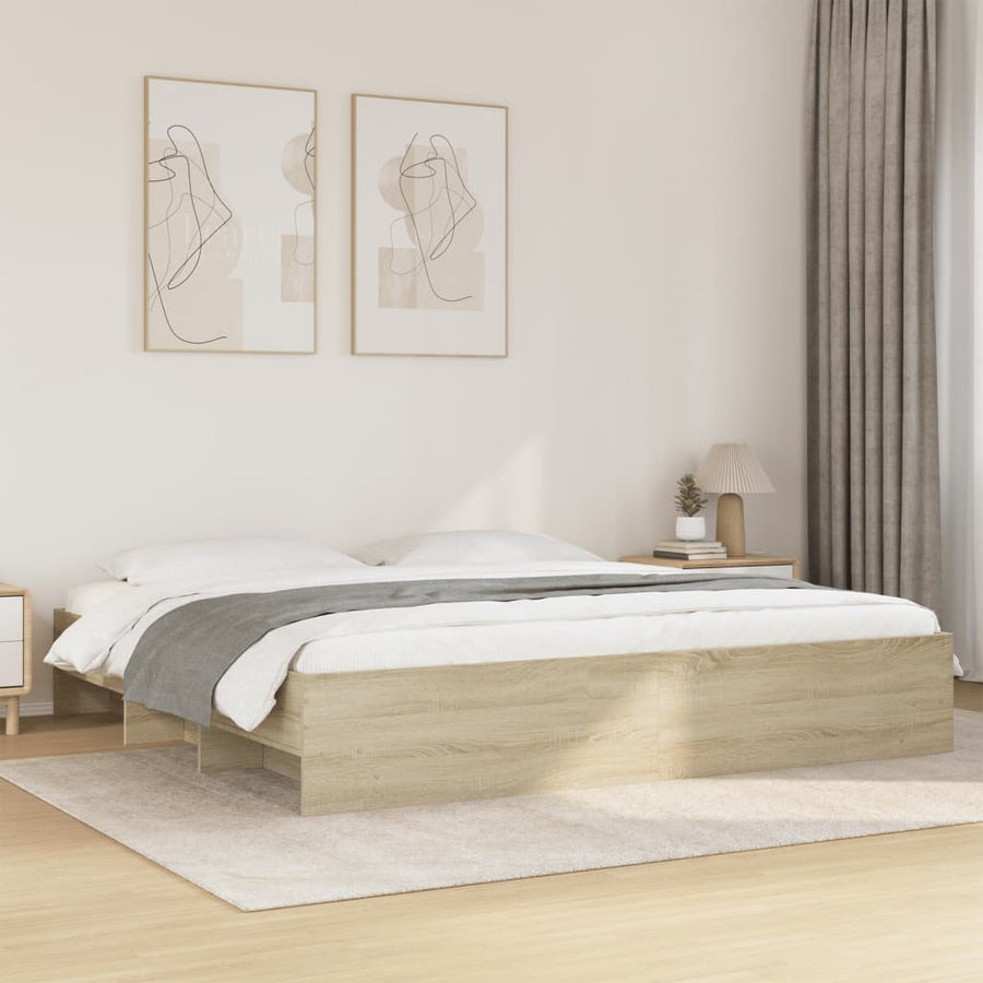 Bedframe bewerkt hout sonoma eikenkleurig 200x200 cm