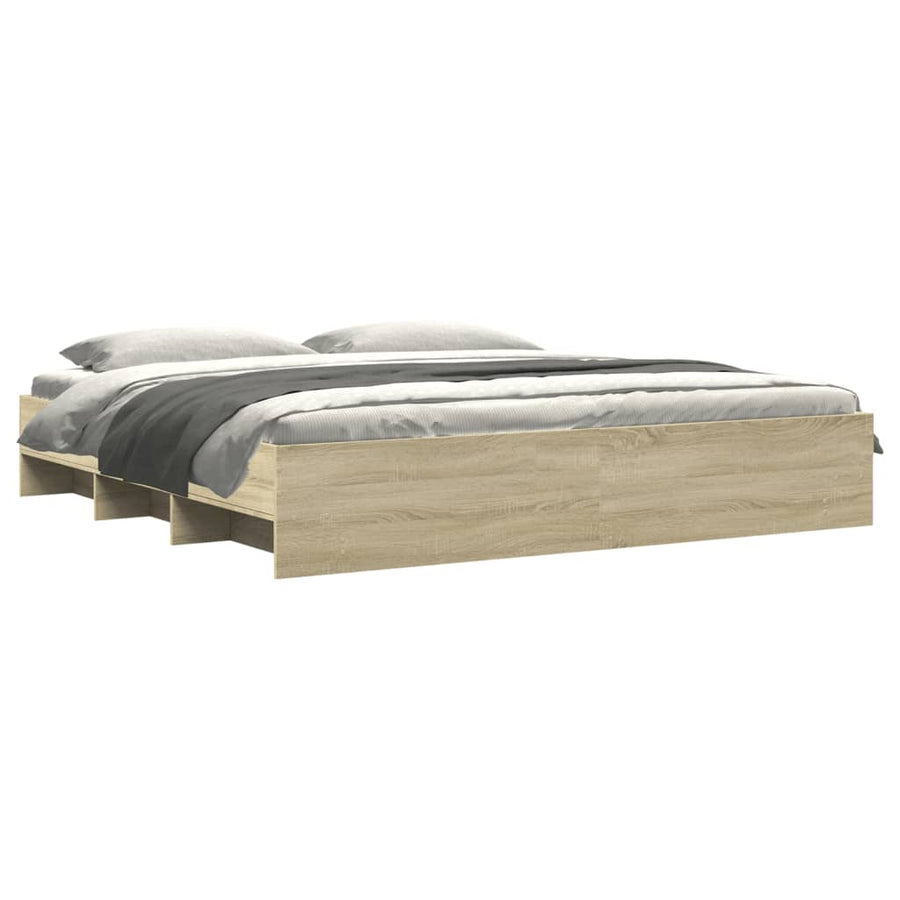 Bedframe bewerkt hout sonoma eikenkleurig 200x200 cm