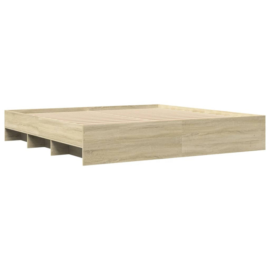 Bedframe bewerkt hout sonoma eikenkleurig 200x200 cm