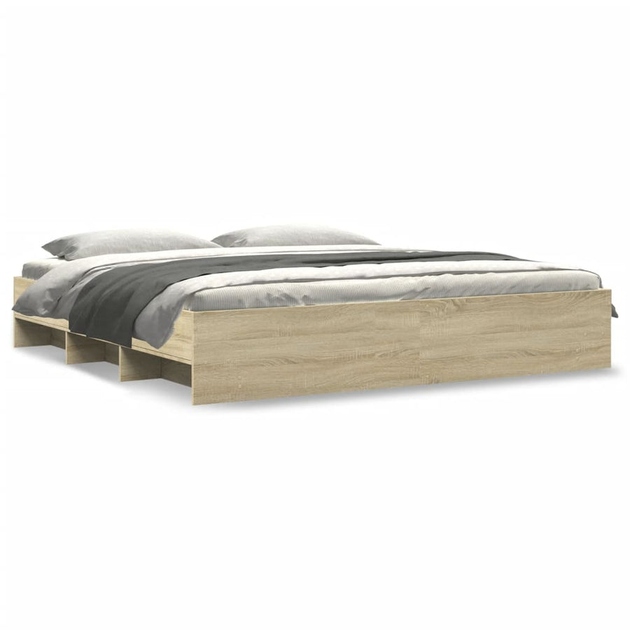 Bedframe bewerkt hout sonoma eikenkleurig 200x200 cm