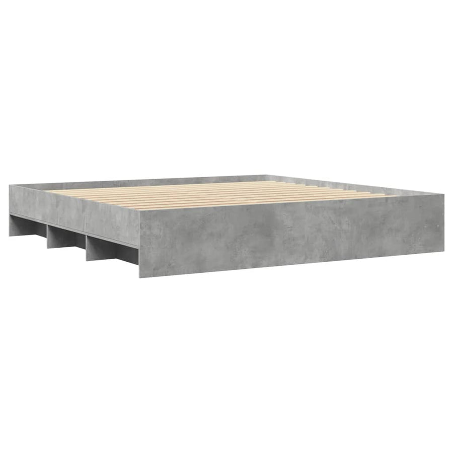 Bedframe bewerkt hout betongrijs 200x200 cm