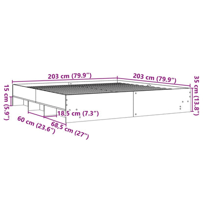 Bedframe bewerkt hout betongrijs 200x200 cm
