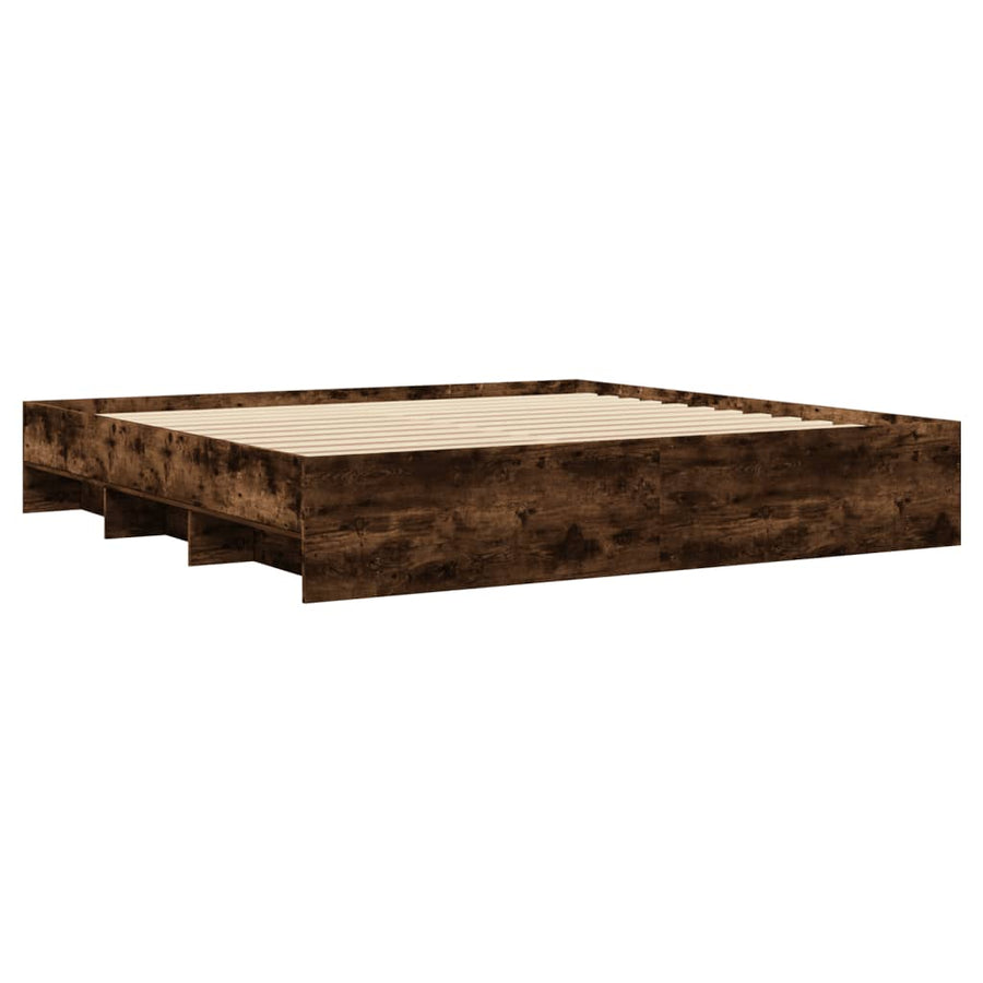 Bedframe bewerkt hout gerookt eikenkleurig 200x200 cm