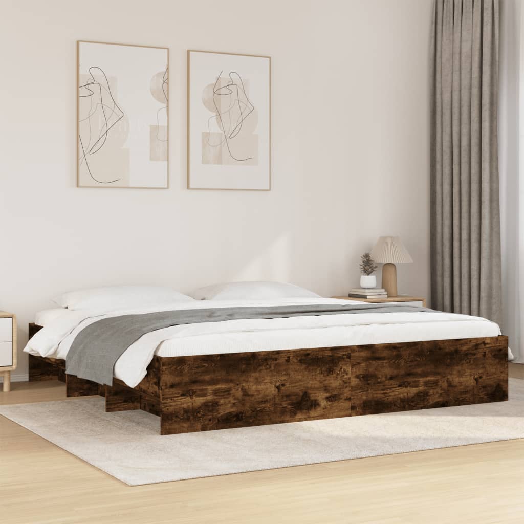 Bedframe bewerkt hout gerookt eikenkleurig 200x200 cm