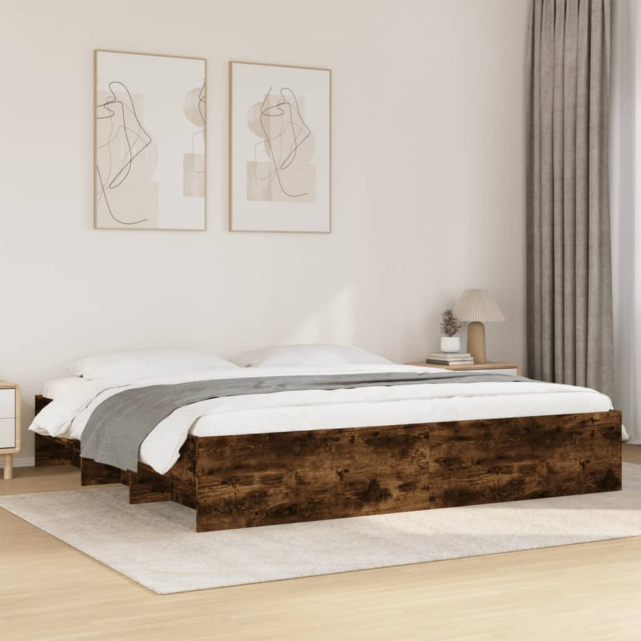Bedframe bewerkt hout gerookt eikenkleurig 200x200 cm