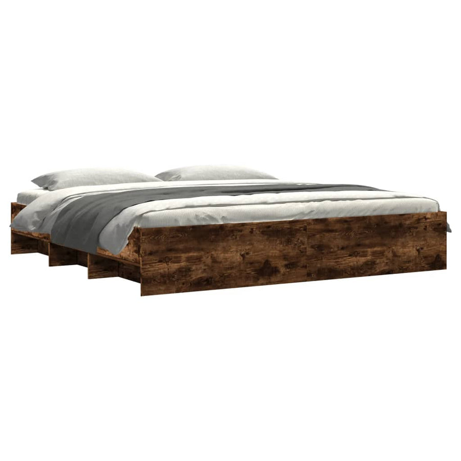 Bedframe bewerkt hout gerookt eikenkleurig 200x200 cm