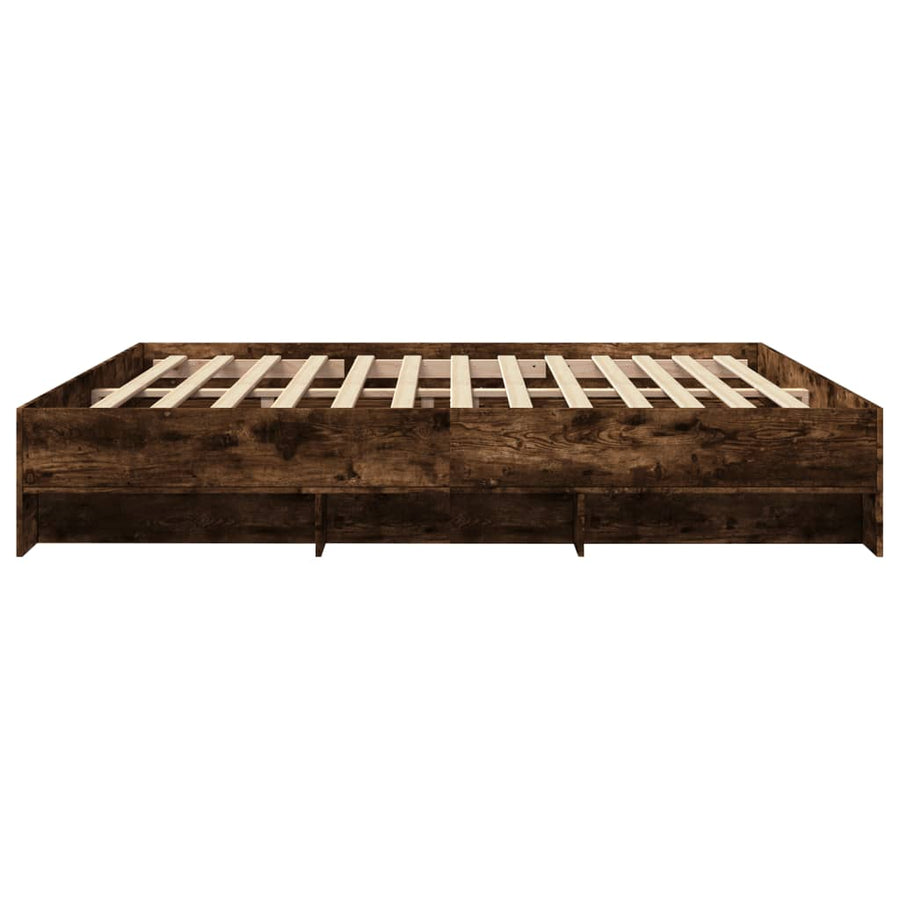 Bedframe bewerkt hout gerookt eikenkleurig 200x200 cm