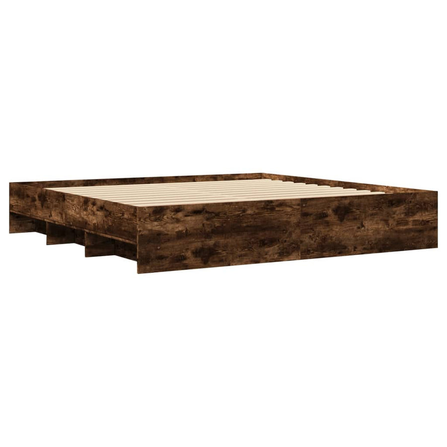 Bedframe bewerkt hout gerookt eikenkleurig 200x200 cm