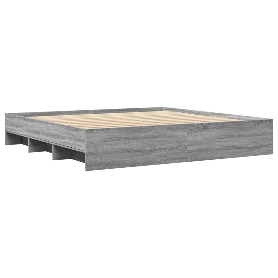 Bedframe bewerkt hout grijs sonoma eikenkleurig 200x200 cm