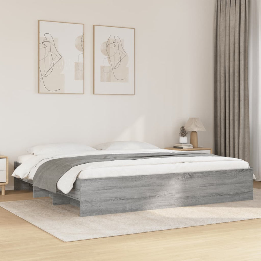 Bedframe bewerkt hout grijs sonoma eikenkleurig 200x200 cm