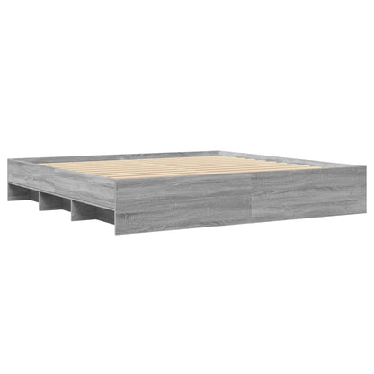 Bedframe bewerkt hout grijs sonoma eikenkleurig 200x200 cm