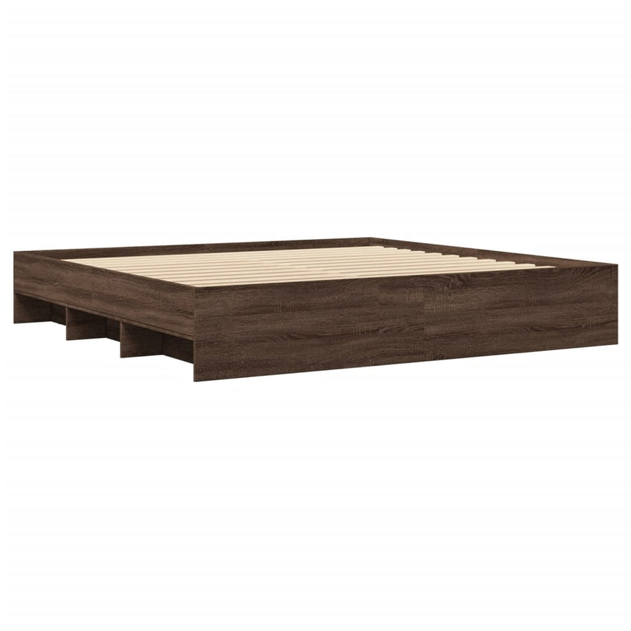 Bedframe bewerkt hout bruin eikenkleur 200x200 cm