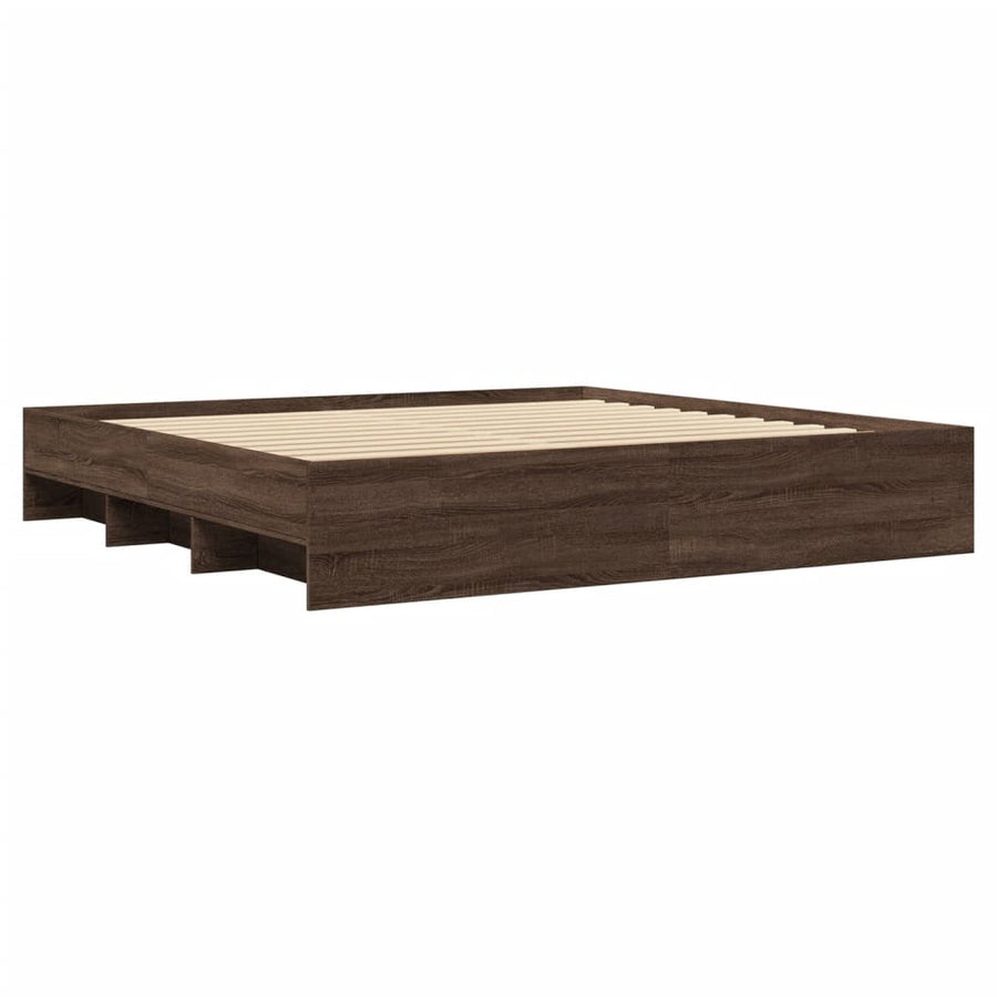 Bedframe bewerkt hout bruin eikenkleur 200x200 cm