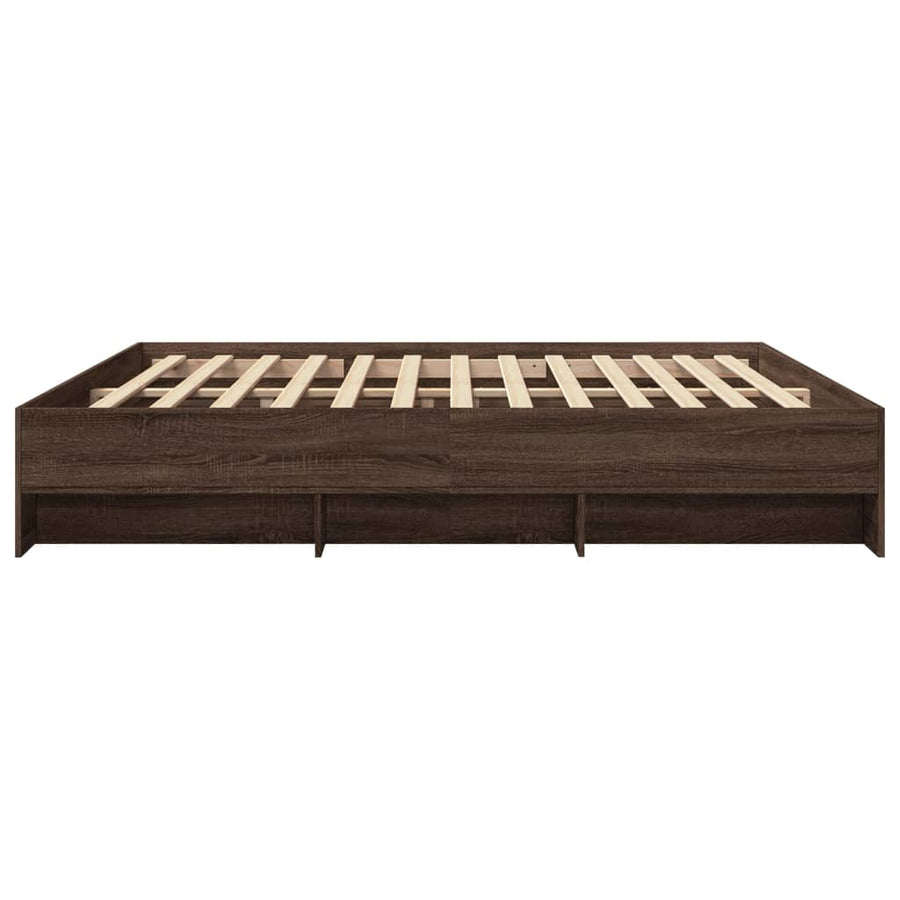 Bedframe bewerkt hout bruin eikenkleur 200x200 cm