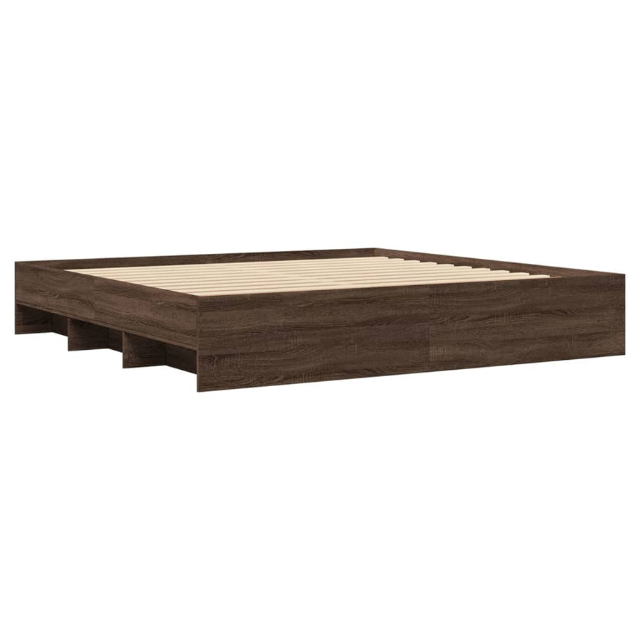 Bedframe bewerkt hout bruin eikenkleur 200x200 cm