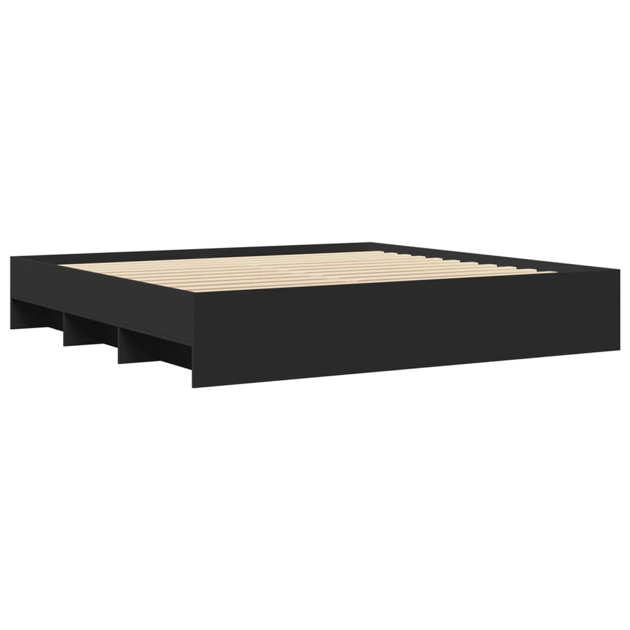 Bedframe bewerkt hout zwart 180x200 cm