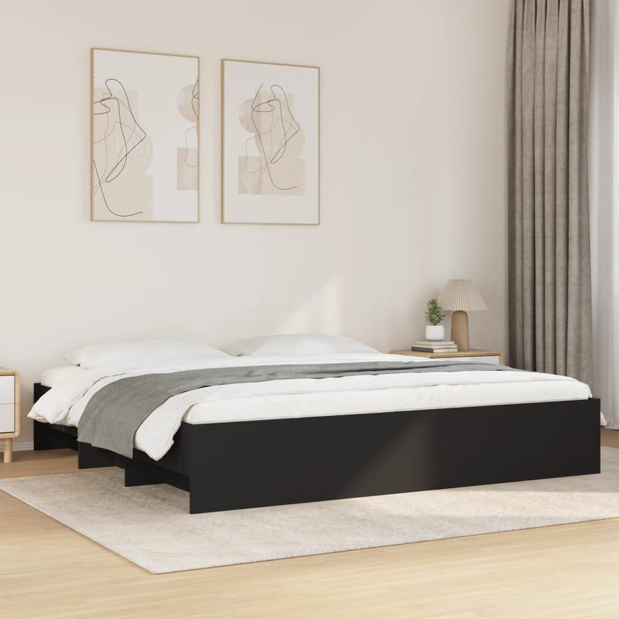 Bedframe bewerkt hout zwart 180x200 cm
