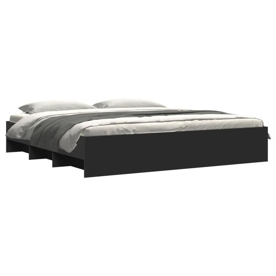 Bedframe bewerkt hout zwart 180x200 cm