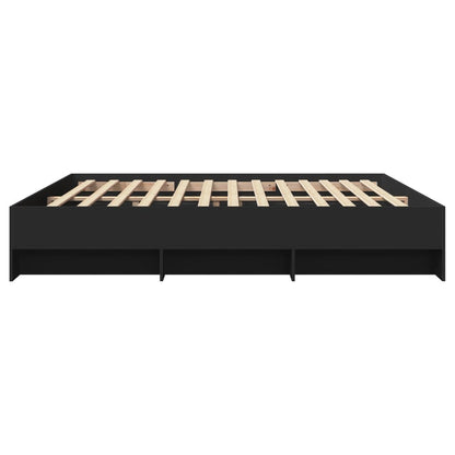 Bedframe bewerkt hout zwart 180x200 cm