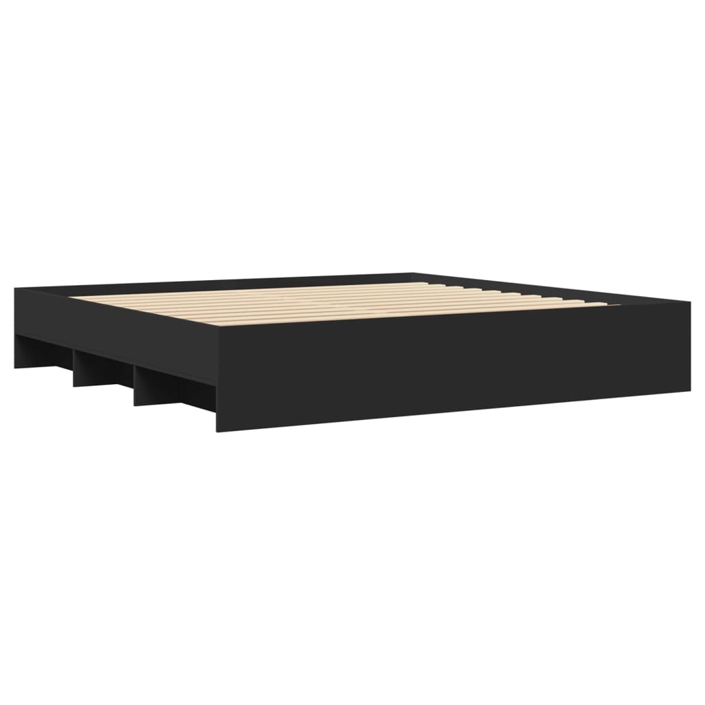 Bedframe bewerkt hout zwart 180x200 cm