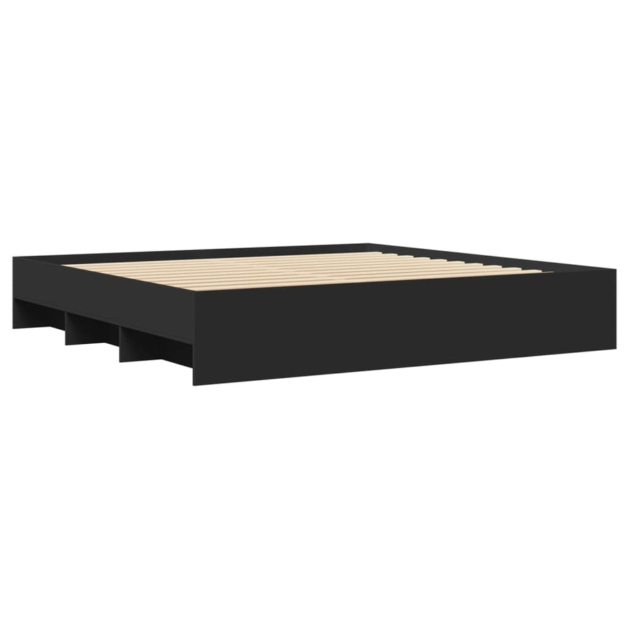 Bedframe bewerkt hout zwart 180x200 cm