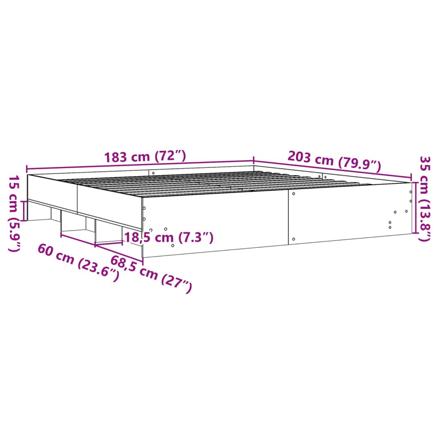 Bedframe bewerkt hout zwart 180x200 cm