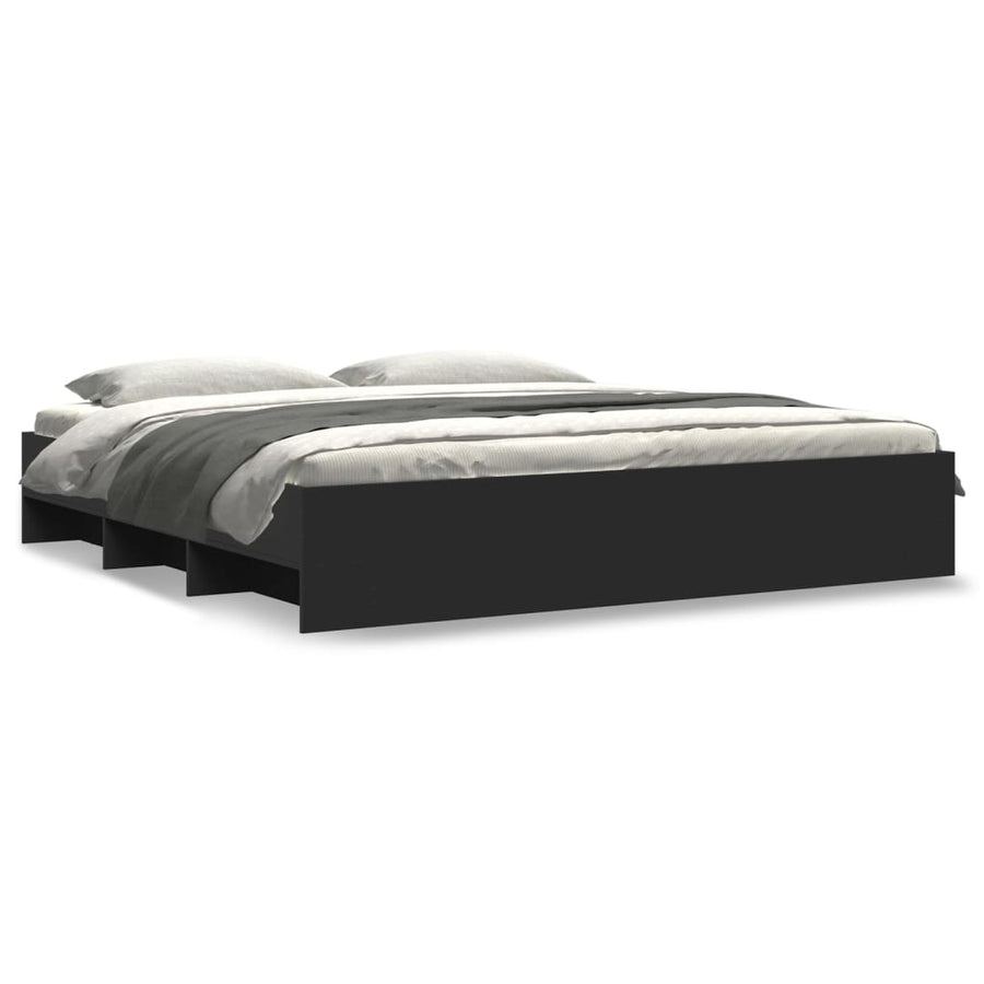 Bedframe bewerkt hout zwart 180x200 cm