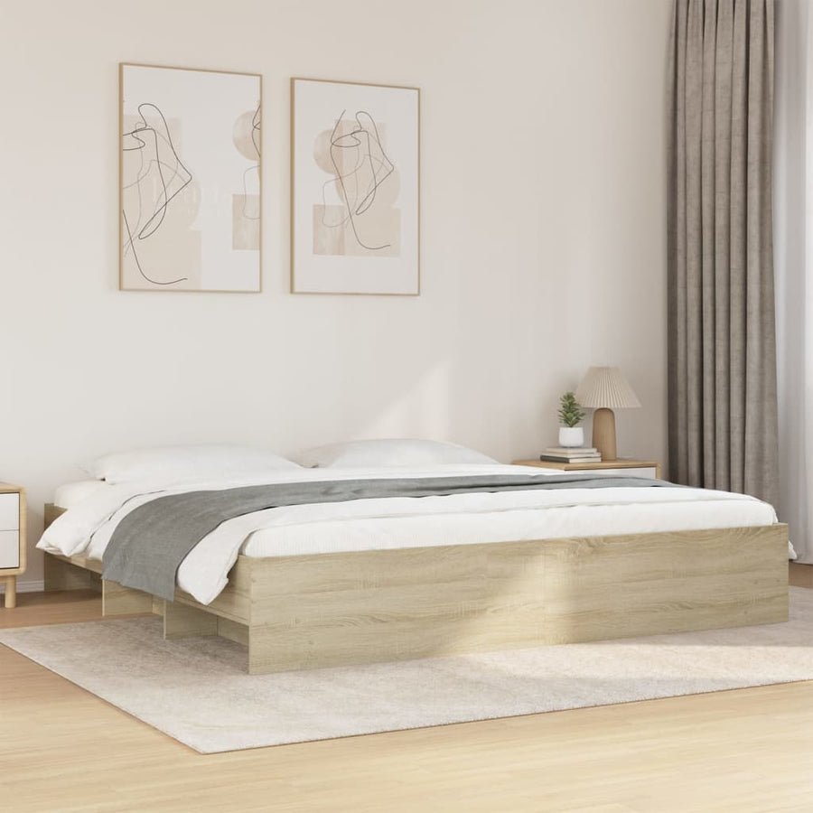 Bedframe bewerkt hout sonoma eikenkleurig 180x200 cm