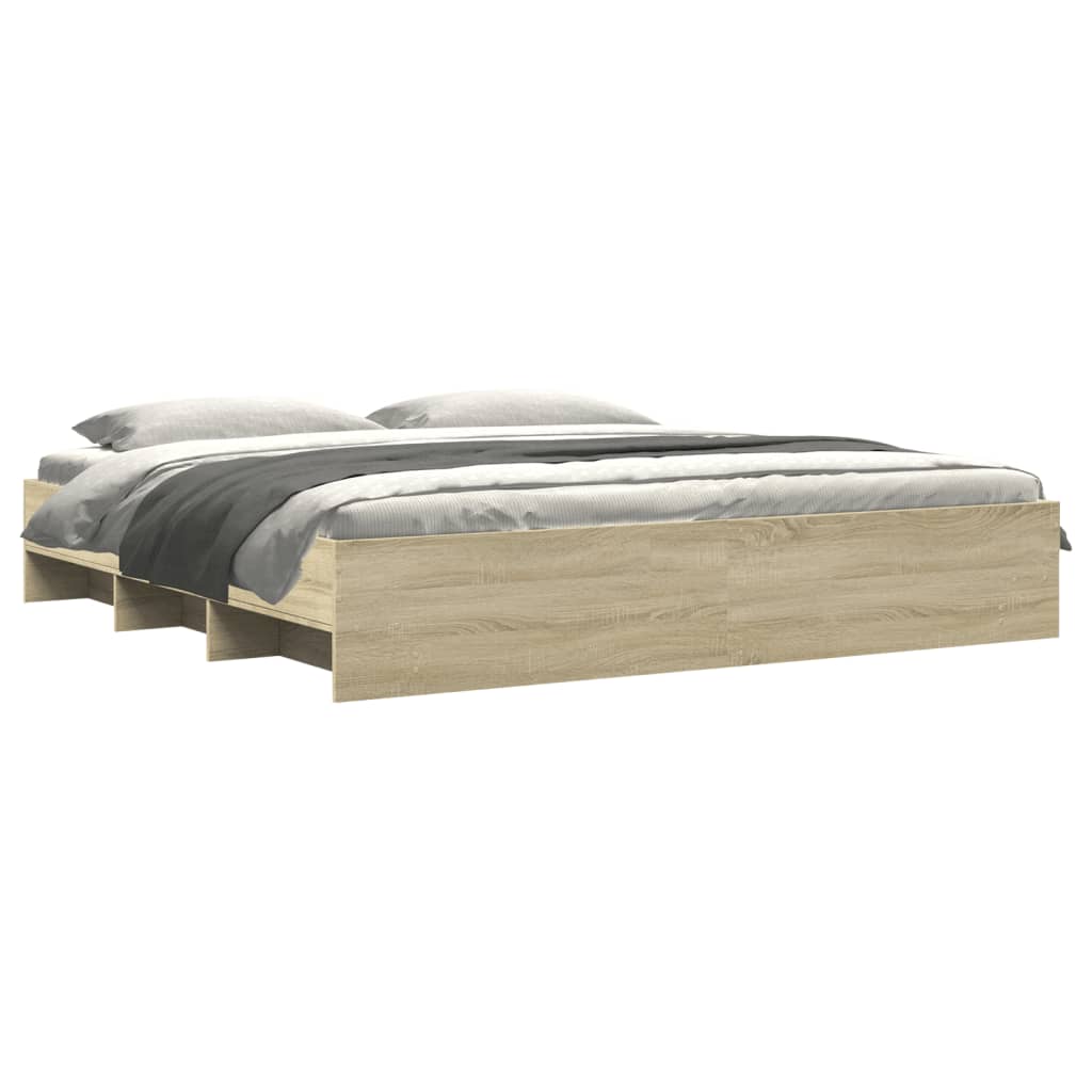 Bedframe bewerkt hout sonoma eikenkleurig 180x200 cm