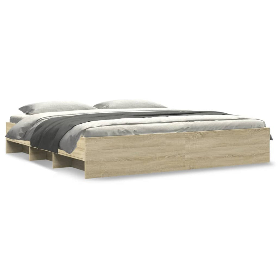 Bedframe bewerkt hout sonoma eikenkleurig 180x200 cm