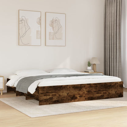 Bedframe bewerkt hout gerookt eikenkleurig 180x200 cm
