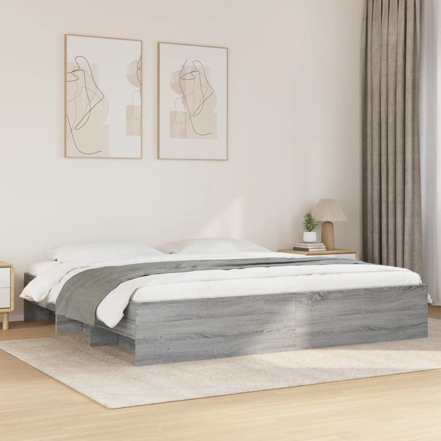 Bedframe bewerkt hout grijs sonoma eikenkleurig 180x200 cm