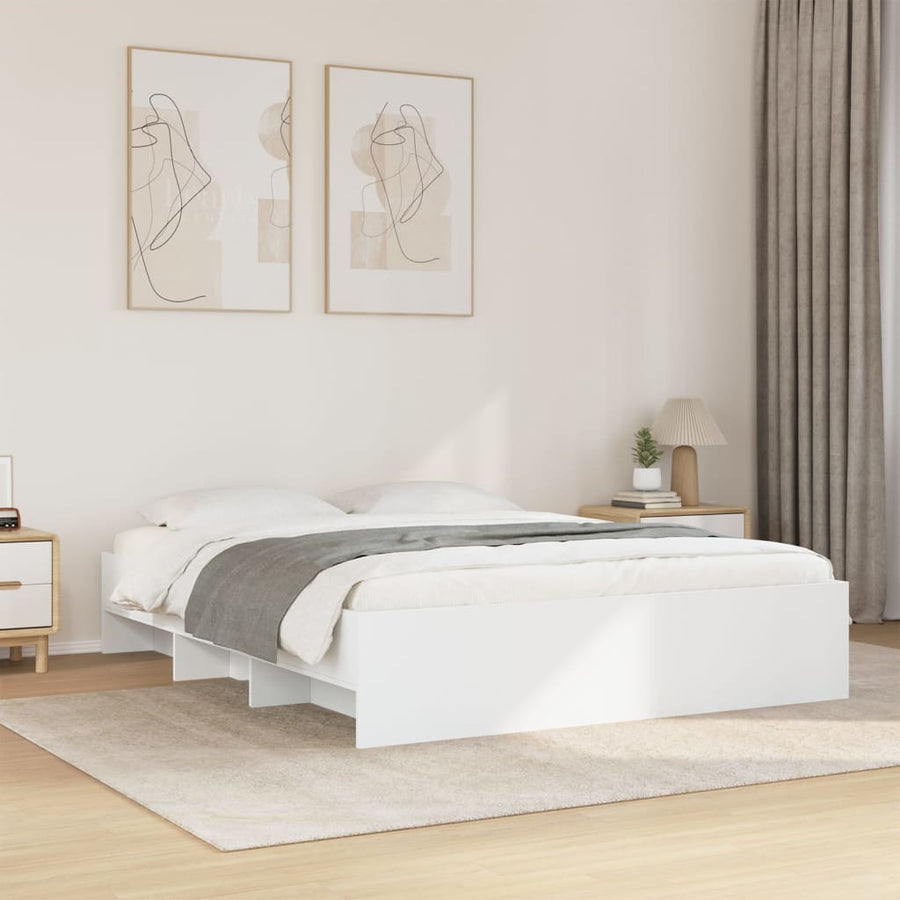 Bedframe bewerkt hout wit 160x200 cm