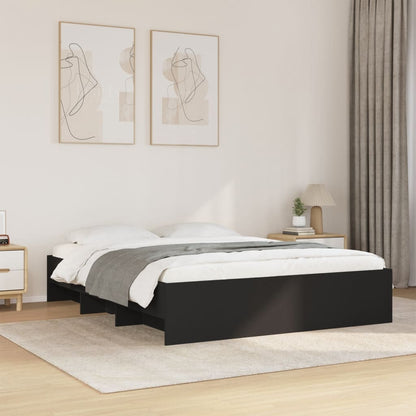 Bedframe bewerkt hout zwart 160x200 cm