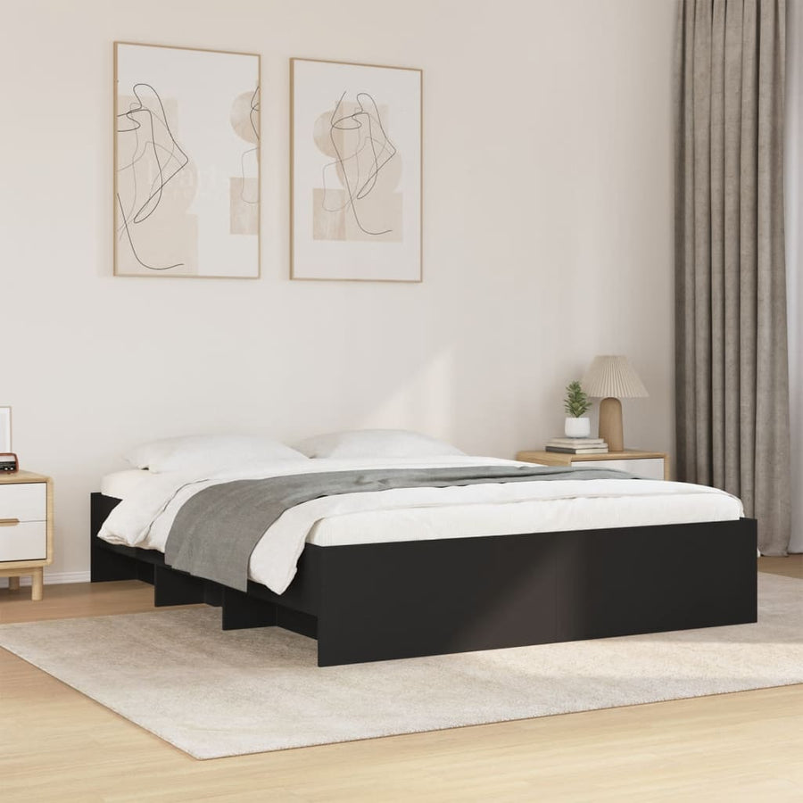 Bedframe bewerkt hout zwart 160x200 cm