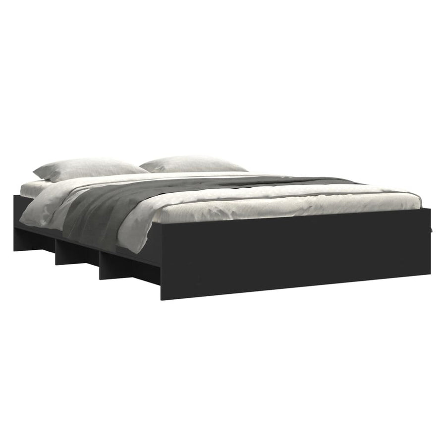 Bedframe bewerkt hout zwart 160x200 cm