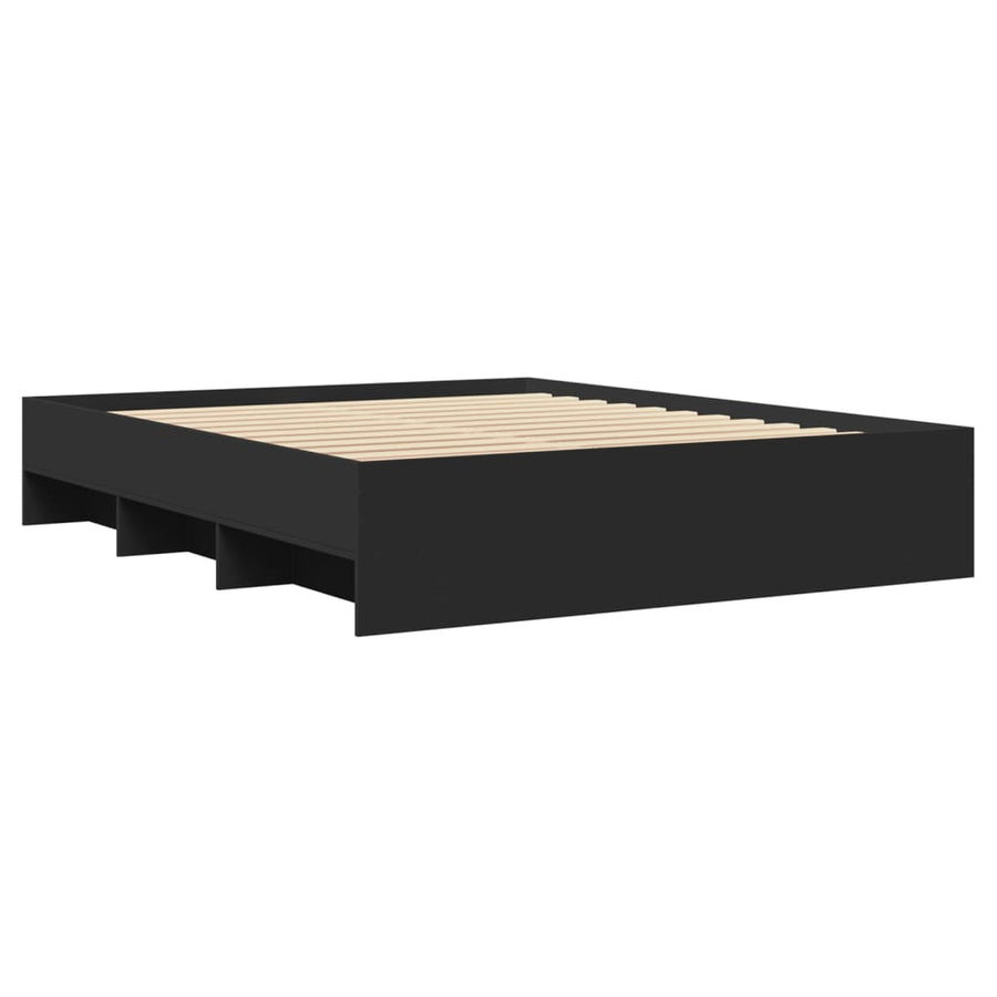 Bedframe bewerkt hout zwart 160x200 cm