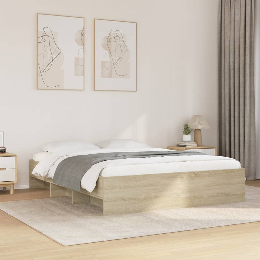 Bedframe bewerkt hout sonoma eikenkleurig 160x200 cm