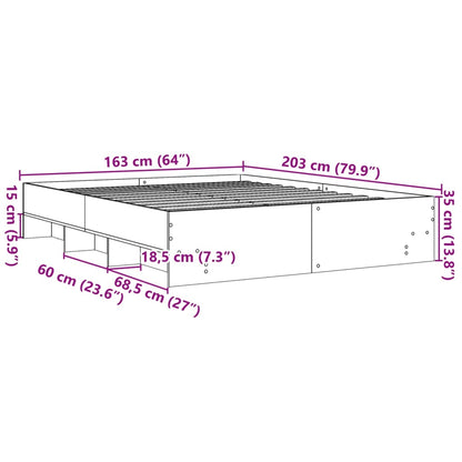 Bedframe bewerkt hout sonoma eikenkleurig 160x200 cm