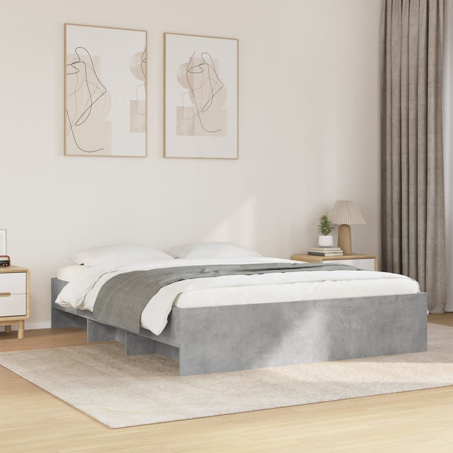Bedframe bewerkt hout betongrijs 160x200 cm